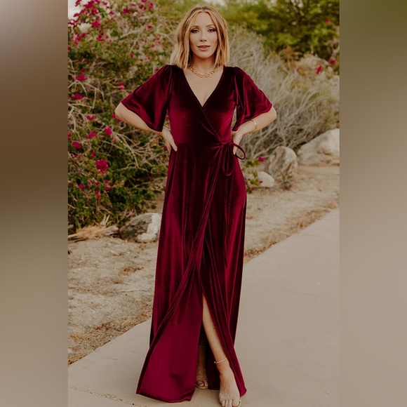 Baltic Born | Meghan Velvet Wrap Maxi Dress | Mulberry | S | NWT - Picture 9 of 10
